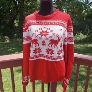 My Christmas Party Sweater Snowflake Deer,  Med
